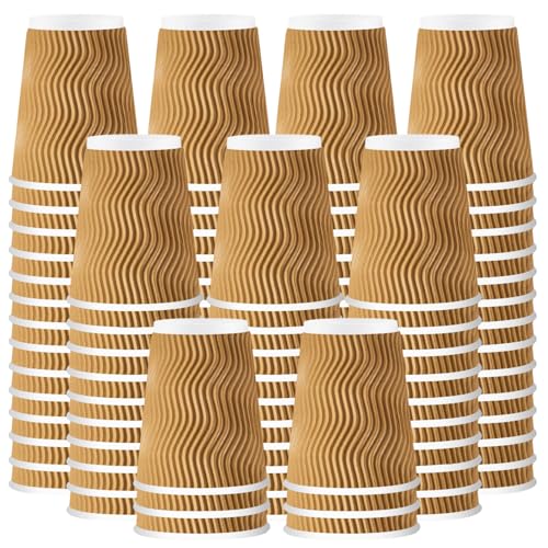 Lamosi 100 Pack Coffee Cups 10 oz, Disposable Paper Coffee Cups No Lids