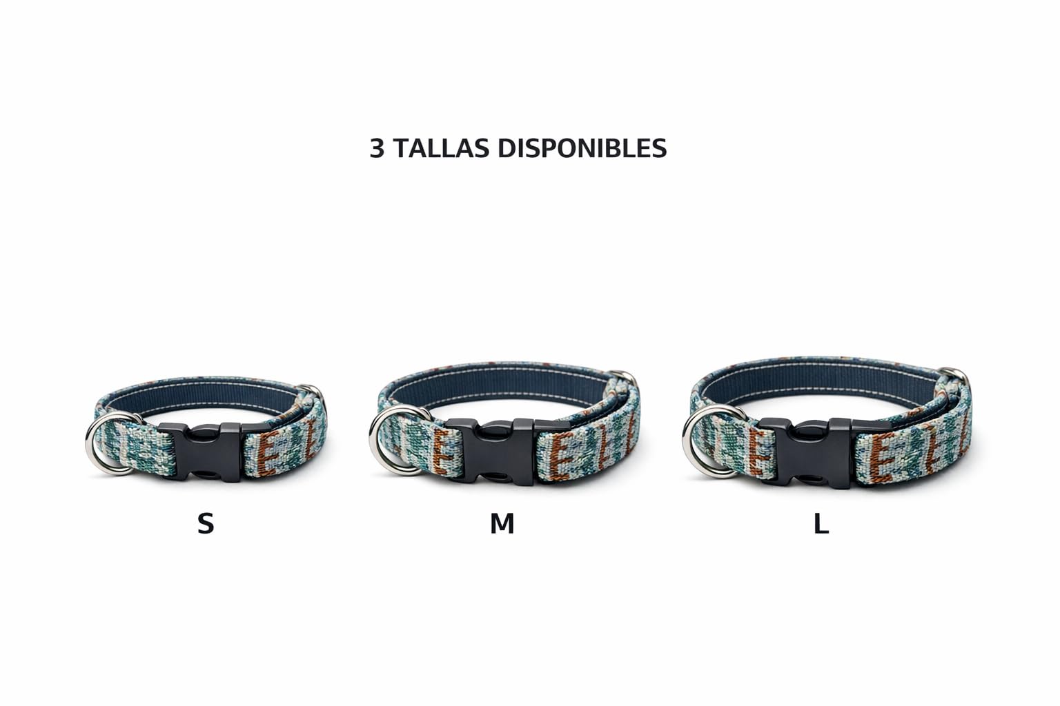 MOUZ Collar para Perro adiestramiento, Ajustable, de Tela Premium y Nailon, Muy Resistente, con Hebilla Segura y Anilla metálica D soldada. Dogs Collar. Hecho a Mano en España (Etnico, L)
