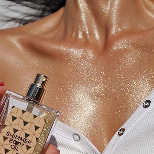 Bagima Flüssiger Bronzer Highlighter Körper-Highlighter-Flüssigkeit Leuchtendes Highlight-Öl Bein Highlighter Shimmer Body Oil Makeup Shimmer Illuminator Glow für Gesicht Körper (45ML) Cover