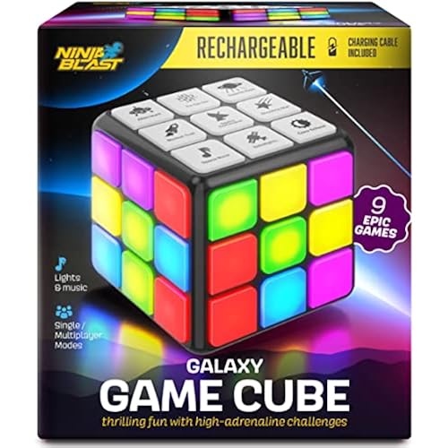 Ninja Blast Rechargeable Game Activity Cube - Toys for Boys and Girls - 9 Fun Brain & Memory Games - Birthday Gifts for Age 6, 7, 8, 9, 10, 11, 12 Year Old Kids Teens - Best Boy Toy Gift Ideas