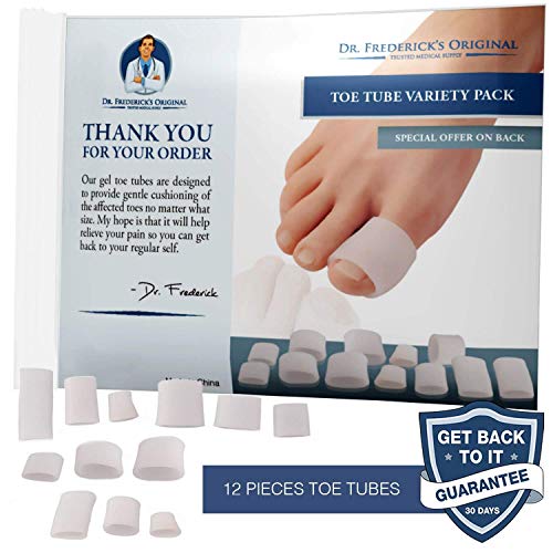 Dr Frederick’s Original Gel Toe Tubes 12 Piece Variety Pack - Small, Medium And Large Sizes - Toe Protectors & Separators For Calluses - Blisters - Corns #TOP1