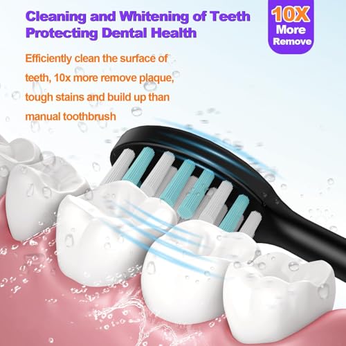 Image of SKYTONE Electric Tooth Brush For Adults With 5 Modes, 2 Brush Heads & Charge Lasting Up To 25 Days, Smart Auto Shut-Off - Electronic Toothbrush For Kids, Adults