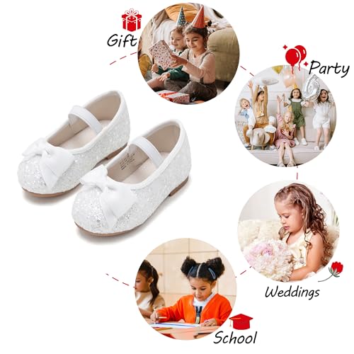 Image of PHIRAMIN Toddler Flower Girl Dress Shoes - Little Girl Ballet Flats Bow Wedding Party