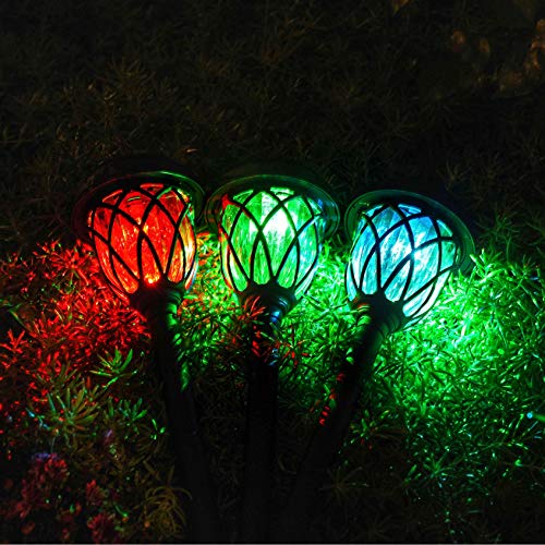 Image of EXCMARK 10 Pack Color Changing Solar Lights Outdoor Decorative for Garden Pathway Walkway, Solar Outdoor Decorations for Patio Garden Christmas.