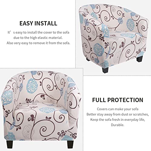 Image of SearchI Club Chair Slipcover Stretch Barrel Chair Covers Printed Tub Chair Slipcovers Soft Spandex Armchair Sofa Cover Removable Couch Furniture Protector Arm Chair Cover for Living Room (Ball Flower)
