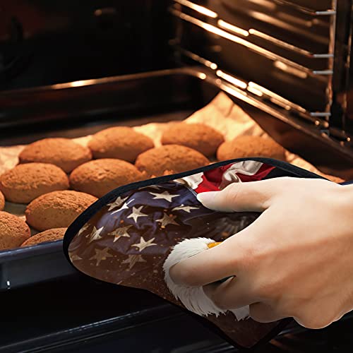 American Bald Eagle With Flag Pot Holders Set Of 2 Kitchen Heat Resistant Potholder For Microwave Cooking Baking Oven End Dishes And Bbq #TOP6