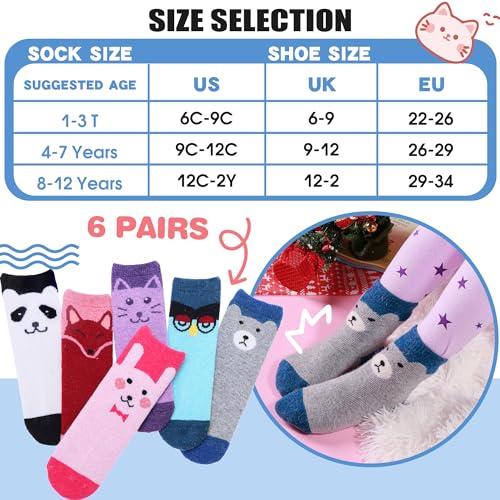 Image of Children Wool Socks For Boy Girl Kids Toddler Thick Thermal Warm Cotton Winter Crew Socks 6 Pack