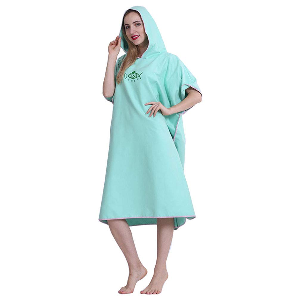 Microfiber Surf Beach Towel Adults Changing Robe extremely light and fast-drying,for Beach, Swimming, Surfing ​Fits Men Women Adults (Green)