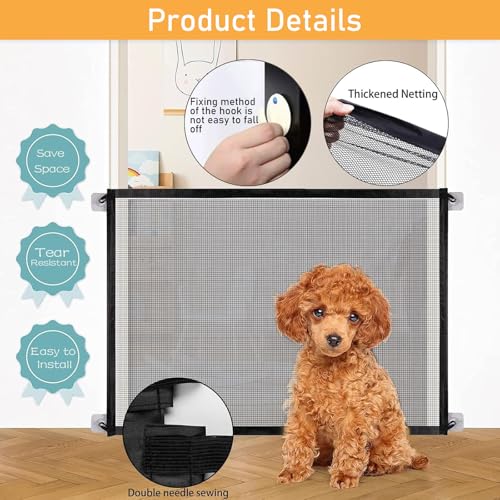 Türschutzgitter Ohne Bohren, 110 x 72 cm Treppenschutzgitter Ausziehbar, Schutzgitter Baby Gate Mit 4 Klebehaken, Türgitter Hunde, Katze Tür geeignet für Haustiere, Babys