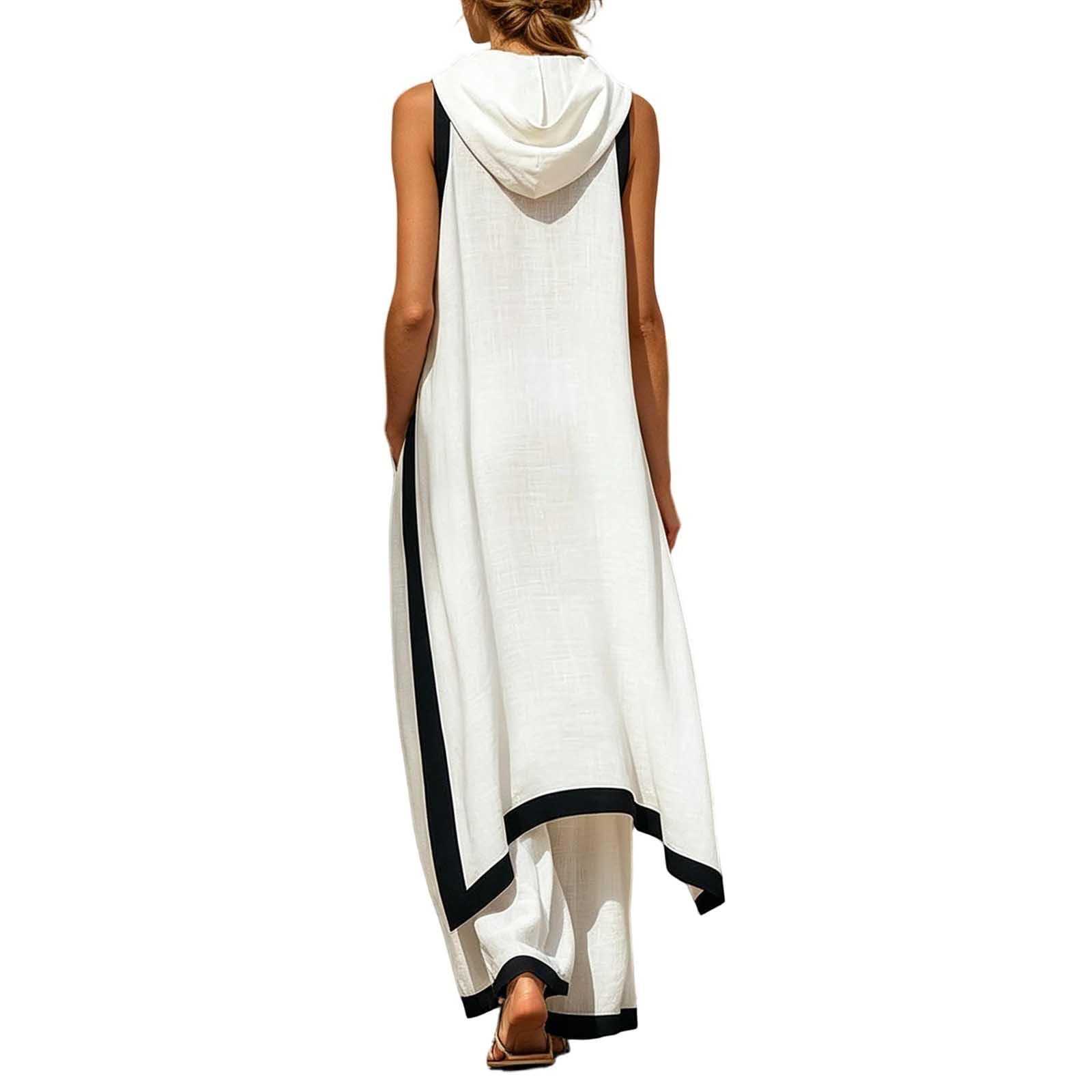 Conjunto de dos piezas para mujer, elegante, sin mangas, camiseta y pantalón, traje informal de dos piezas, traje informal ligero asimétrico de verano, traje festivo para mujer, traje de
