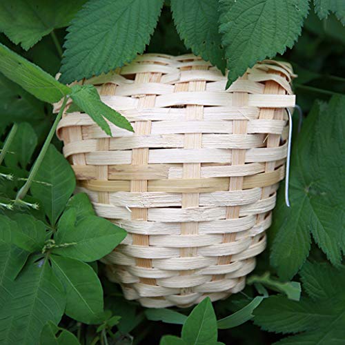 Image of Small Bird Nest with Metal Hook Hand-Woven Bird Eco-Friendly Natural Bamboo Cage Accessories Hanging Bird Shelter