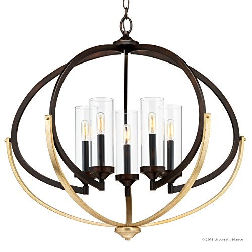 Urban Ambiance Luxury Mediterranean Chandelier, Large Size: 27.875" H X 33.75" W, With Contemporary Style Elements, Olde Bronze Finish And Clear Shade, Uhp2351 From The Baton Rouge Collection #TOP6