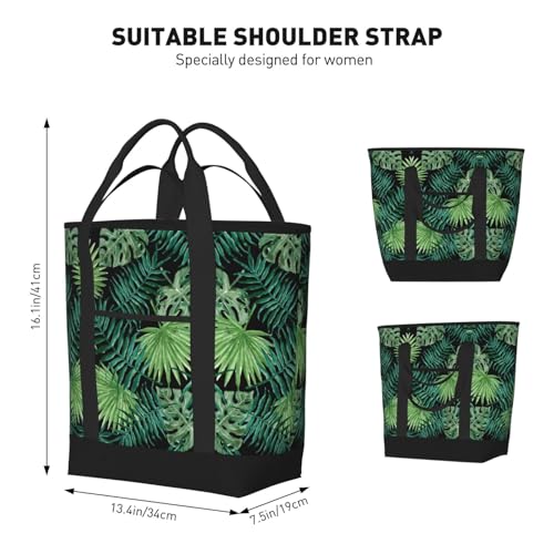 transparent palm leaf pattern Print Tote Bag Adult Heavy Duty For Picnic Beach Camping Large Capacity Insulated Tote Bag3