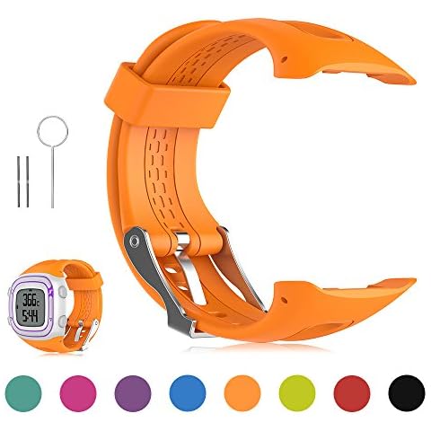 iFeeker Adjustable Soft Silicone Replacement Wrist Watch Strap with Tool/Pins for Garmin Forerunner 10/Forerunner 15 GPS Running Watch (Small/Large Size for Women and Men) Cover