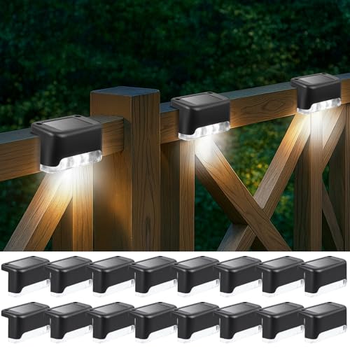 Ninonly Luci Solari da Giardino Esterno, 16 pezzi Luce Solare per Scale Impermeabile, Lampade solari Decorazioni Giardino per Recinzioni Patio Passi Sentieri