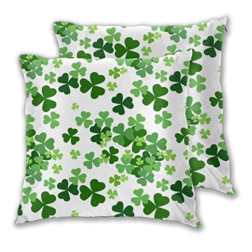 Aitukang St Patricks Day Pillow Covers 18x18 Set of 2 Green Shamrock St Patrick's Day Throw Pillowcase Home Decorations Cushion Cover for Couch Sofa Bed Farmhouse Indoor Outdoor Decorative