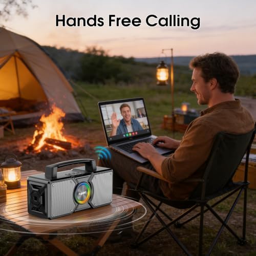Hupoaf Speakers Bluetooth Wireless,160W Max Loud Bass Outdoor Speaker, IPX7 Waterproof, Boombox Sound, All Day Battery, Wireless TWS Pairing Speakers Portable for Party, Outsides, Beach,Garage — view 8