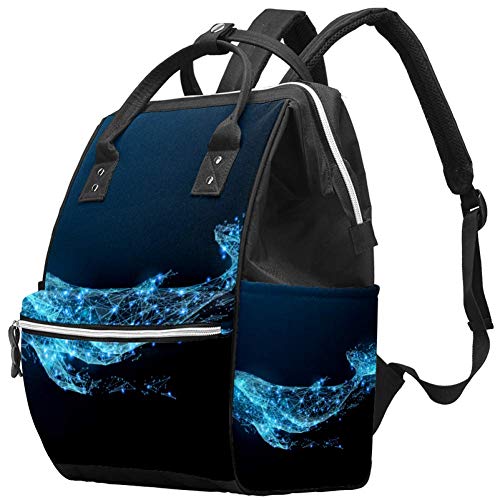 TIZORAX Starlight Whale Vector Mochila de pañales de gran capacidad Bolsa de pañales para bebés Mochila Bolsa de viaje para mamás Papás