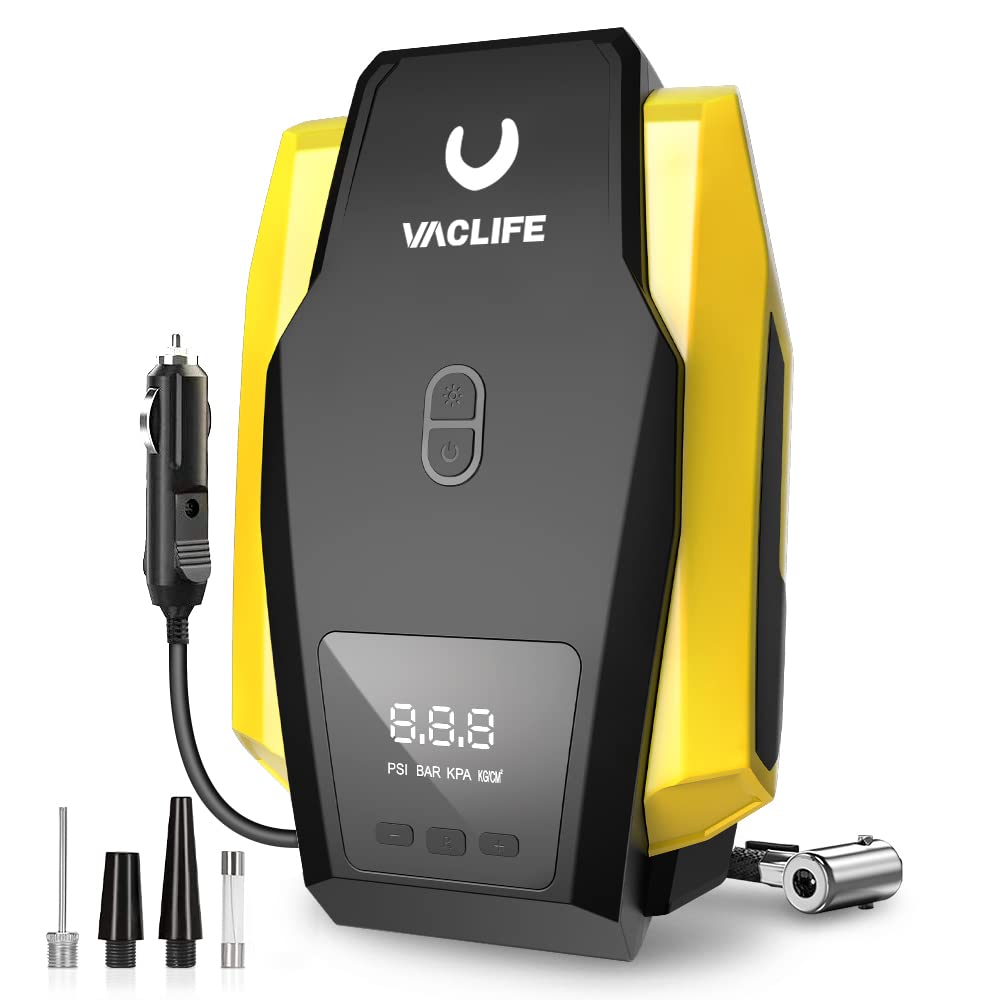 VacLife Air Compressor Tire Inflator,DC 12V Portable Air Compressor for Car ,led Light