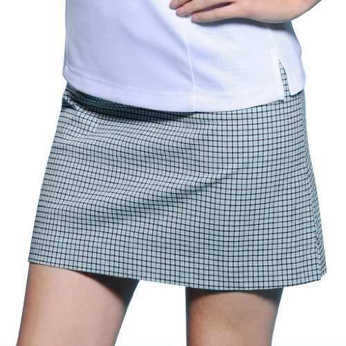Monterey Club Women s Gingham Plaid Golf Skort #2865 (White Moderate Blue, Size:10)