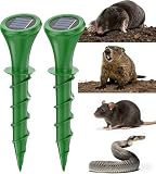 Dissuasori per Topi 2 Pezzi, Repellente Ultrasuoni per Talpe da Esternocon Luce, Solare e Impermeabile Dissuasori per Scoiattolo, Ratti e Serpenti