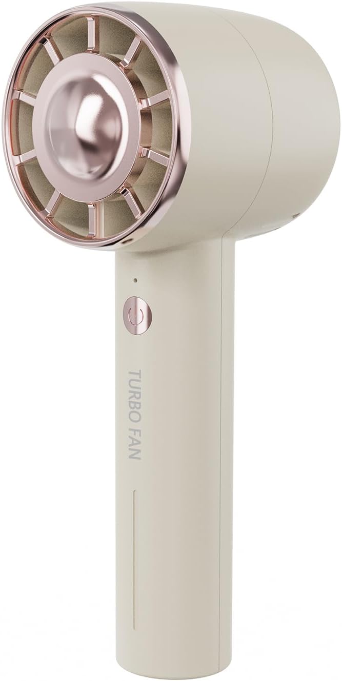 Portable Handheld Fan, Rechargeable High Speed USB Fan, 6-speed Adjustable Wind Speed Turbocharged Mini Fans, Gift for Women, Travel/Camping/Outdoor for Men (Beige)