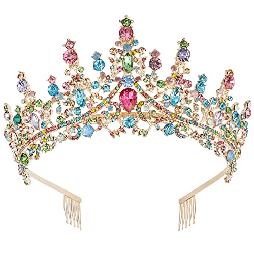 COCIDE Crowns for Women Tiaras for Women Colorful Crystal Rhinestones Queen Crown for Birthday Party Decorations Wedding Bridal Costume Cosplay Accessories