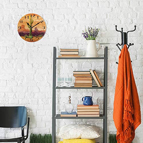 Kuwt Tropical Cactus Wall Clock Silent Non-Ticking, 9.5 Inch Round Wall Clock Battery Operated Cactus Clock Decor For Home Wall Bathroom Kitchen Bedroom Living Room Office Classroom Patio #TOP3