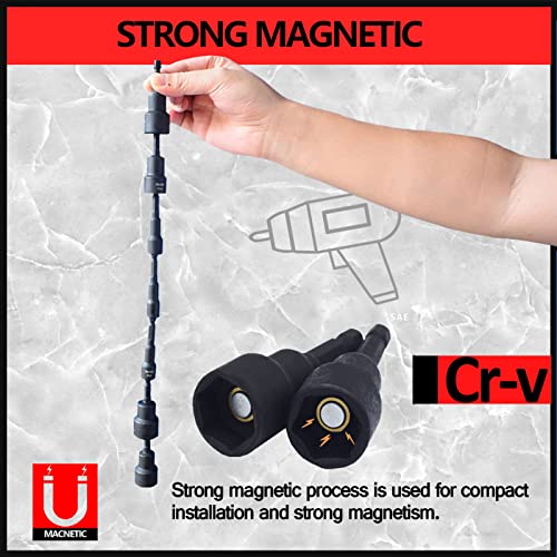 Tooleague Magnetic Nut Driver Set For Impact Drill Cr-V Steel 1/4" Quick-Change Hex Shank 17 Piece Metric/Sae Screwdriver With Storage Bag #TOP1