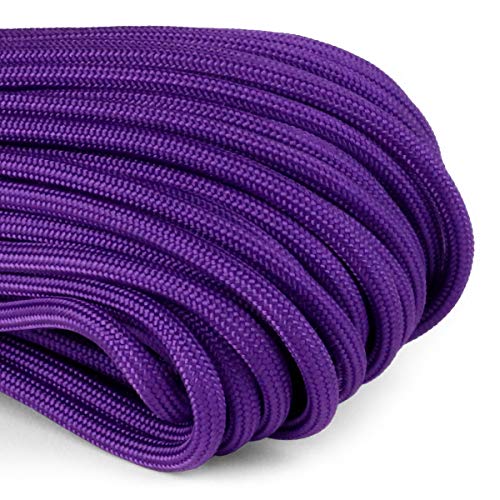 Image of Atwood Rope MFG 550 Paracord 100 Feet 7-Strand Core Nylon Parachute Cord Outside Survival Gear Made in USA | Lanyards, Bracelets, Handle Wraps, Keychain (Purple)