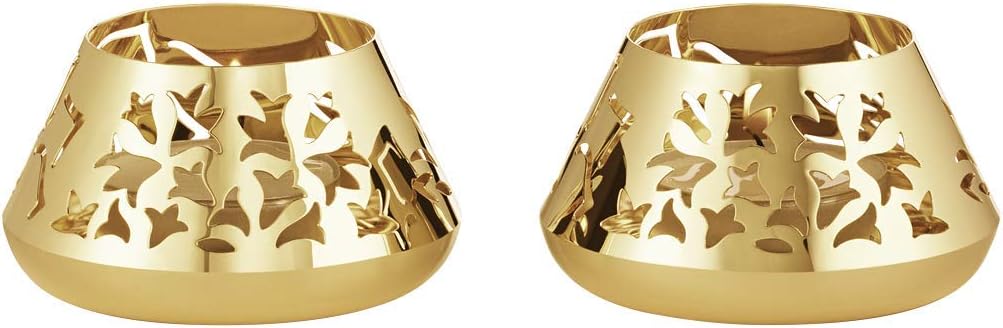 Georg Jensen Holiday Gold Ice Flower Tealight Set, Set of 2