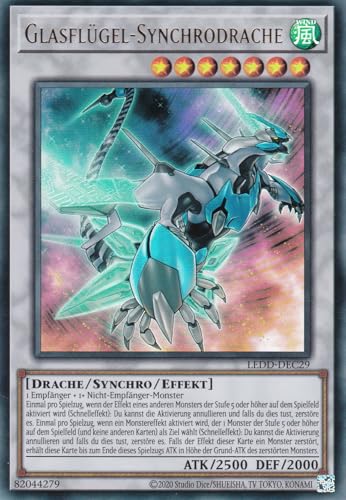 LEDD-DEC29 - Glasflügel-Synchrodrache - Ultra Rare - Deutsch - Unlimitierte Auflage - Legendary Dragon Decks - mit LMS Trading Fieldcenter-Karte Yugioh