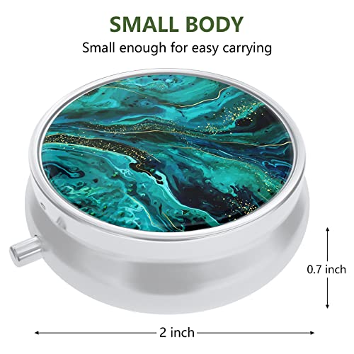 Image of Nipichsha Pill Box, Small Pill Case for Purse & Pocket, Cute Travel Medicine Organizer, Portable Medicine Container Holder to Hold Vitamins, Medication, Fish Oil & Supplement, Ocean Marble | Cute Travel Medicine Organizer, Portable Medicine Container Holder to Hold Vitamins, Medication, Fish Oil & Supplement