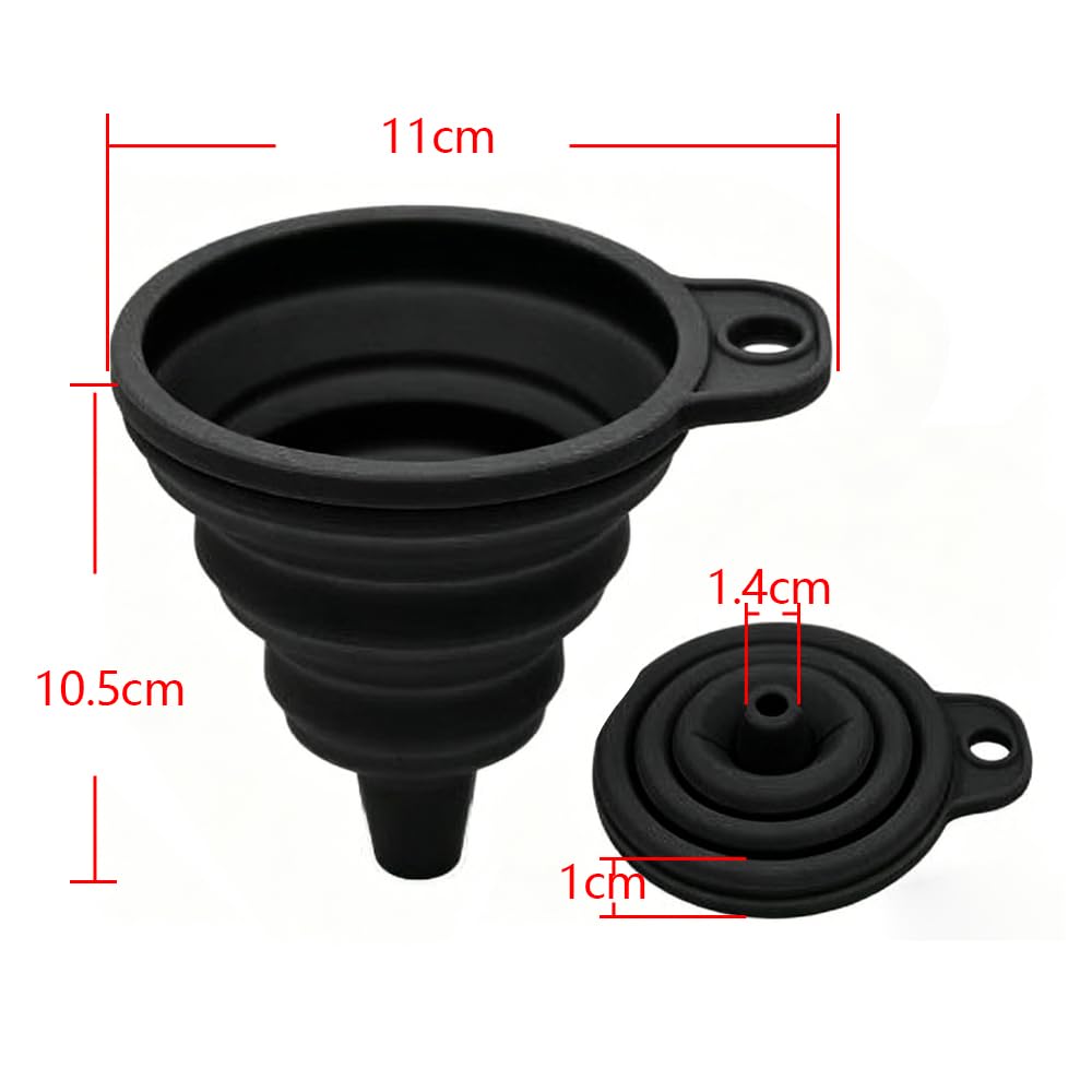 【Large Collapsible Silicone Funnel】 Portable Oil Funnel for Car Engine Oil Changes – Black Heat-Resistant Drip-Free Tool — view 2