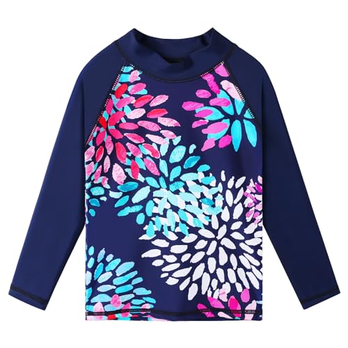 Image of TFJH E Girls Long Sleeve Two Piece Rash Guard Set UPF 50+ 3-13 Y | Stretchy & quick-dry fabric, breathable & lightweight, UPF 50+ sun protection, ideal for pool beach vacation