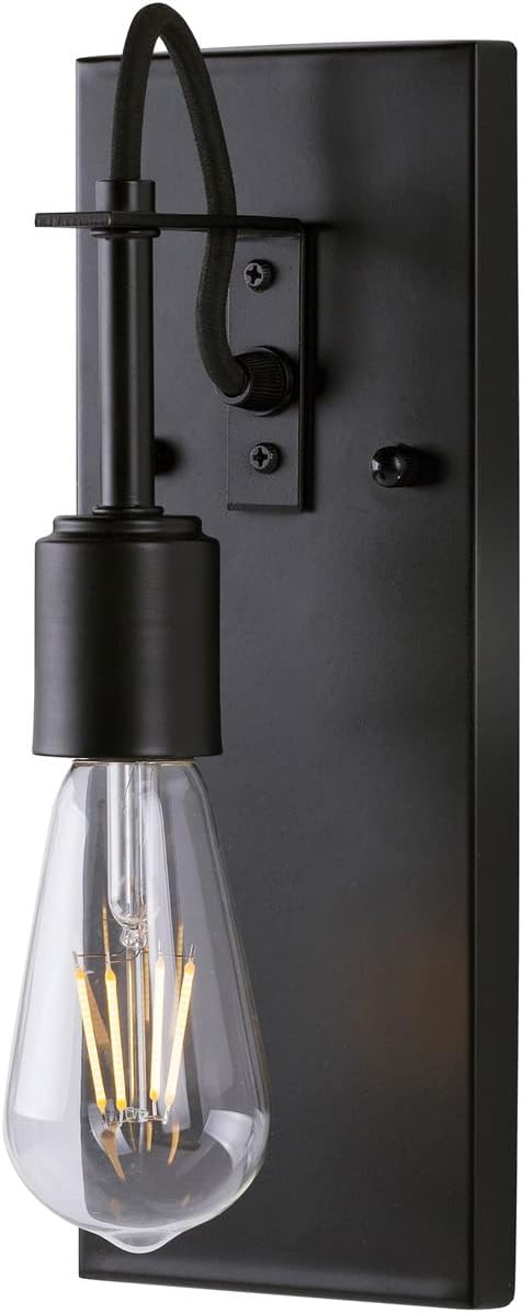 FORTE Fergie - 1 Light ADA Wall Sconce in Transitional Style-11 Inches Tall and 4.5 Inches Wide-Black Finish