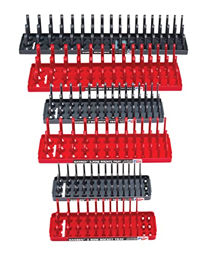 Hansen Global 3 Row Socket Holder, Red and Grey, Pack of 6 (92013)