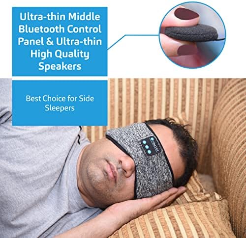 riaxtor Sleep Headphones Sports Headband Sleeping Earphone Sleep Eye Mask with wireless bluetooth. Perfect for side sleeping, gift for Men/Women/Mom/Dad