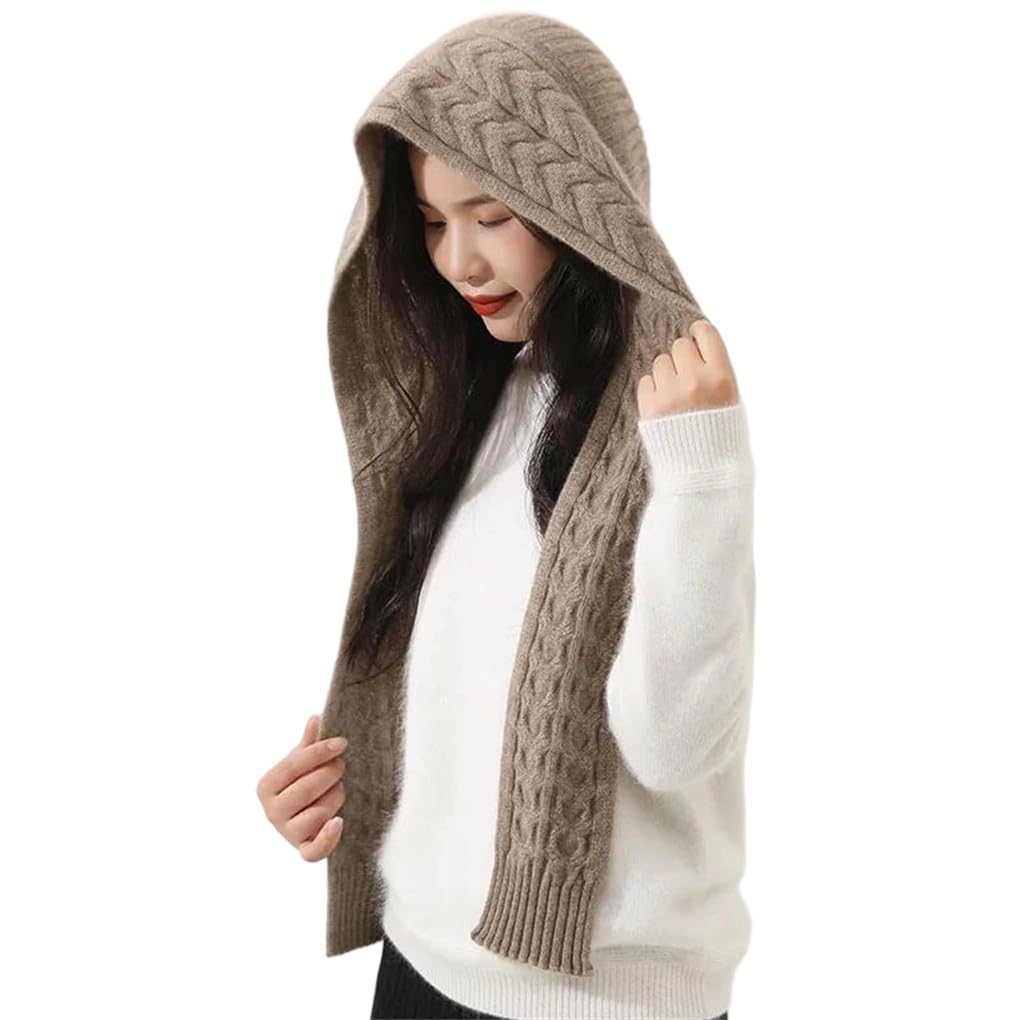 Bonnet tricoté intégré en cachemire femme le cadeau idéal contre le froid
