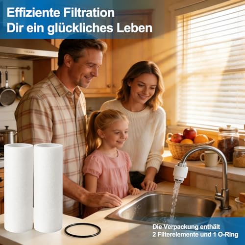 Vercleuim Wasserfilter Ersatzkerzen Set, 2 Ersatzfilter 80 µm mit O-Ring, Kompatibel mit Grünbeck Geno Feinfilter FS 1, Umweltfreundliche Wollfilz für Hauswasserfilter
