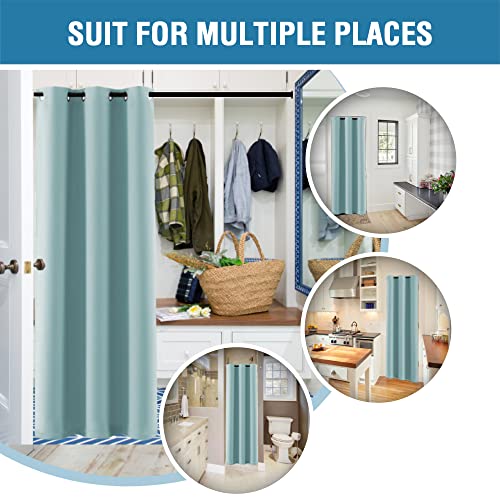 Image of H.VERSAILTEX Doorway Curtain Blackout Closet Door Curtain Room Divider Window Treatment Curtain for Bedroom Thermal Insulated Privacy Drape Soundproof Grommet, 42 x 80 inches, 1 Panel, Mineral Blue