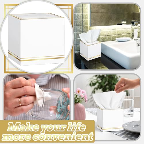 Image of Fourluoo 12 Pack Facial Tissues Cube Boxes Face Box 600 Sheets 3 ply Soft Paper Square Tissues Bulk for Car Pocket Toilet Household Bedroom Family(White)