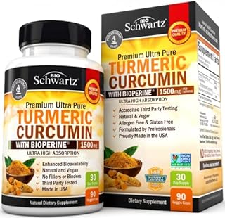 Turmeric Curcumin with BioPerine 1500mg - Natural Joint Support with 95% Standardized Curcuminoids & Black Pepper Extract for Ultra High Absorption & Potency - Non GMO - Gluten Free - 90 Capsules