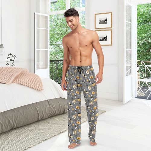 Honey Jar Bees Flowers Mens Pajama Pants Lounge Bottoms Soft Sleep Pants L2