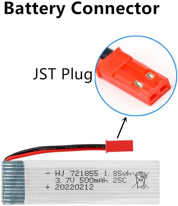 Miniatura 2 de Batería Lipo de 3.7 V 500 mAh con enchufe JST para UDI U818A U818 V959 V222 V929 RC Helicóptero Recambio Paquete de 4 con cargador de batería