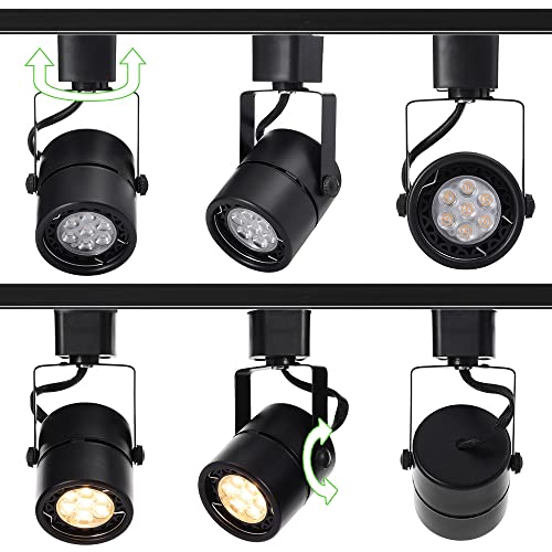 Intwell 7W Led Track Lighting Heads,Dimmable Led Track Light Heads Compatible With H Type Track Light Rail,Ceiling Spotlight For Kitchen Accent Task,110V 36°Angle 3000K Warm White 12 Pack (Black) #TOP2