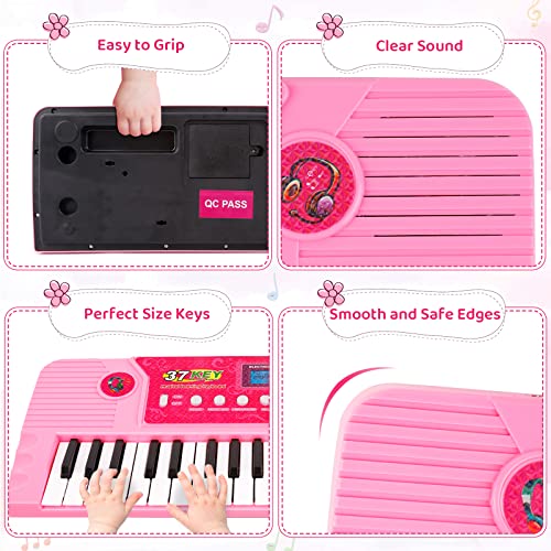 M Sanmersen Keyboard Piano For Kids - 37 Keys Kids Piano Portable Electronic Piano Early Educational Toy Multifunction Musical Instruments Toy Gifts For 3/4/5/6/7 Year Old Girls #TOP2