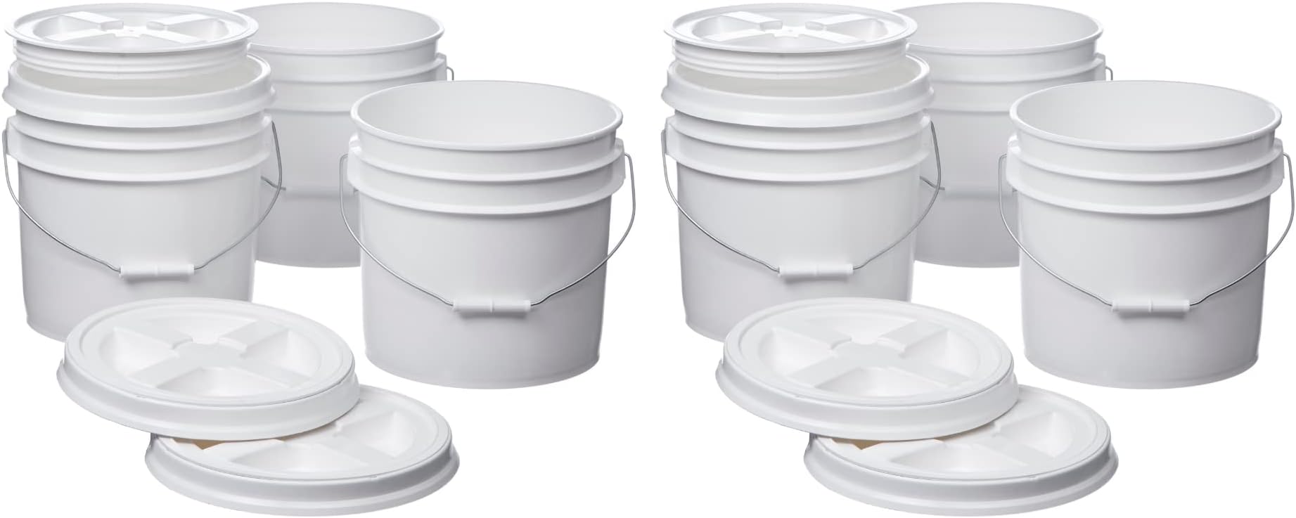Hudson Exchange 3.5 Gallon (6 Pack) Bucket Pail Container with Gamma Seal Lid, Food Grade BPA Free HDPE, White