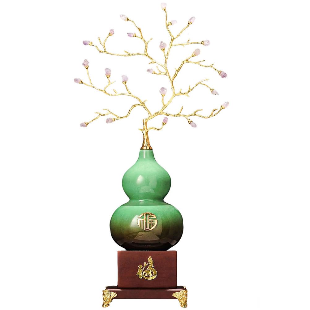 Dekoracja Feng Shui maskotka szczęśliwa statua tykwy rzeźba, ceramiczna jadeitowa tykwa ozdoba ręcznie robione kreatywne bogactwo szczęśliwa statua chińskie rzemiosło,D