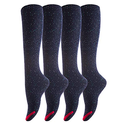 Lovely Annie Women's 4 Pairs Pack Knee High Cotton Boot Socks 6-9(Navy)